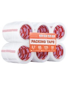 Clear Packing Tape, 3 inches Core, 18 Rolls 1.88 Inches x 65 Yards Packing Tape, 2.7 Mil Thick, Heavy Duty Packaging Tape Designed for Moving, Storage and Packing, Shipping and Mailing, Office