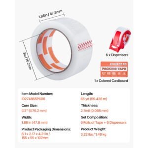 clear packing tape 3 inches core 6 rolls 188 inches x 65 yards packing tape with dispenser 27 mil heavy duty packaging tape designed for moving storage and packing shipping and mailing 4.jpg