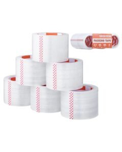 Clear Packing Tape, 3 inches Core, 6 Rolls 3 Inches x 65 Yards Packing Tapes, 2.7 Mil Thick, Heavy Duty Packaging Tape Designed for Moving, Storage and Packing, Shipping and Mailing, Office