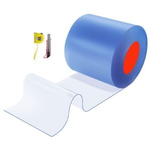 Clear PVC Strip Curtain, 101 ft Length x 12 in Width, Plastic Door Strip Bulk Roll, Walk in Freezer Cooler Curtain Strips for Doorways of Supermarket, Garage, Warehouse, Barn, Pet Animal House