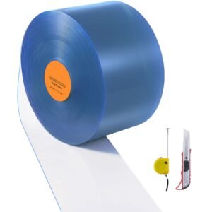 Clear PVC Strip Curtain, 50 ft Length x 8 in Width, Plastic Door Strip Bulk Roll, Walk in Freezer Cooler Curtain Strips for Doorways of Supermarket, Garage, Warehouse, Barn, Pet Animal House