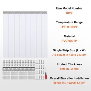 clear pvc strip curtain 84 in height x 48 in width x 008 in thickness 8 pcs walk in freezer cooler curtain strips smooth waterproof plastic door strips for warehouse freezer garage doors 3.jpg