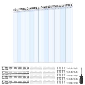 Clear PVC Strip Curtain, 84 in Height x 48 in Width x 0.08 in Thickness, 8 PCS Walk in Freezer Cooler Curtain Strips, Thermal Insulating Plastic Door Strips for Warehouse, Freezer, Garage Doors