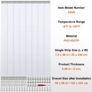 clear pvc strip curtain 96 in height x 48 in width x 008 in thickness 8 pcs walk in freezer cooler curtain strips smooth waterproof plastic door strips for warehouse freezer garage doors 2.jpg