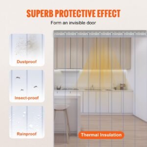 clear pvc strip curtain 96 in height x 48 in width x 008 in thickness 8 pcs walk in freezer cooler curtain strips smooth waterproof plastic door strips for warehouse freezer garage doors.jpg