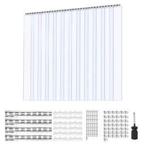 Clear PVC Strip Curtain, 96 in Height x 84 in Width x 0.08 in Thickness, 14 PCS Walk in Freezer Cooler Curtain Strips, Smooth Waterproof Plastic Door Strips for Warehouse, Freezer, Garage Doors