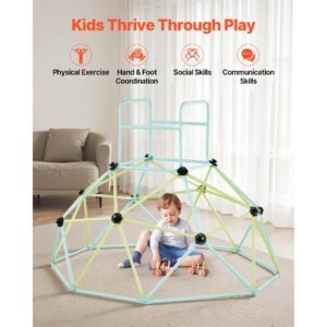 climbing dome, 6ft geometric dome climber for kids, 600lbs loading indoor/outdoor jungle gym playground, easy assembly backyard climbing play equipment for boys girls 3 to 10 years old