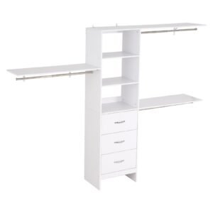 closet system with 3 drawers adjustable height wooden closet organizers modern walk in wardrobe organization with 3 retractable clothes hanger rods freestanding garment rack storage white 2.jpg