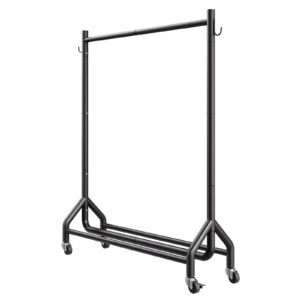 clothes rack rolling clothing garment rack with hanging rod and side hooks 198 lbs load capacity heavy duty carbon steel clothing racks with wheels ideal for bedroom laundry living room 5.jpg