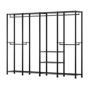 Clothing Garment Rack, Heavy Duty Closet Wardrobe, Adjustable Tiers Clothes Racks with Steel Frame, 1100 lbs Load Capacity Clothes Rack with 4 Hanging Rods for Bedroom, Clothing Store, Hallway