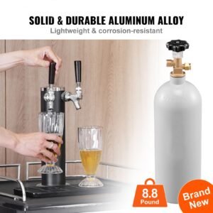 CO2 Regulator Gauge with 0-60PSI, Heavy Duty CO2 Gauge Gas System, Draft Beer Regulator with Adjustable Pressure Regulator, Check Valve for Draft Beer Homebrew (5 LBS CO2 Tank)