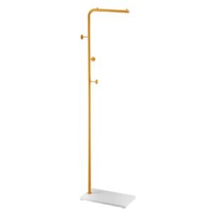 Coat Rack, Freestanding Coats Rack Stand with Quartz Stone Base & 3 Round Hooks, Free Standing Hall Coat Tree for Entryway, Bedroom, Living Room, Stylish Clothes Hanger Stand for Coats, Hat, Bag