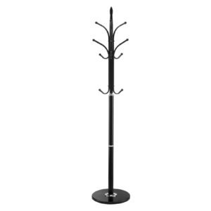 Coat Rack Freestanding, Coats Tree Stand with Stable Marble Base & 6 Hooks, Free Standing Hall Coat Rack for Entryway, Bedroom, Office, Living Room, Modern Clothes Hanger for Coats, Hats, Bags