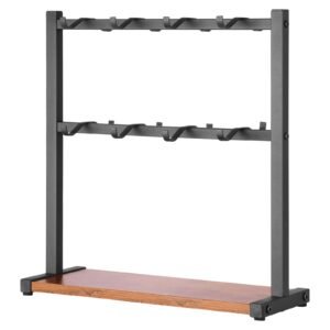 Coffee Mug Holder for Countertop, 16 Hooks Coffee Cup Holder with Storage Base, 2 Tier Mugs Tree Rack Carbon Steel & Wood Mug Display Stand, for Coffee Bar Home Storage and Display (Matte Black)