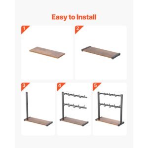 coffee mug holder for countertop 16 hooks coffee cup holder with storage base 2 tier mugs tree rack carbon steel wood mug display stand for coffee bar home storage and display matte black 5.jpg