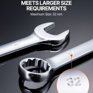 combination wrench set, 25 piece open end wrench set with roll up pouch, carbon steel wrench set metric 6 mm to 32 mm, ideal for general household, garage, workshop, auto repairs, emergency