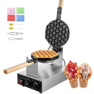 commercial bubble waffle maker 1400w egg pancake baker machine non stick stainless steel egg bubble puff 180 rotatable temp and time control wooden handle for restaurant bakery snack bar.jpg
