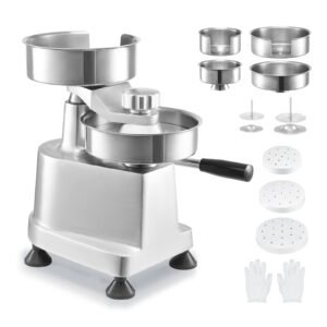 Commercial Burger Patty Maker, Hamburger Beef Patty Maker with 3 Convertible Mold(4/5/6-inch), Heavy Duty Stainless Steel Burger Press Machine, Meat Forming Processor with 1500 Pcs Patty Papers