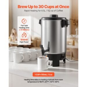 commercial coffee urn 30 cup 152oz hot beverage dispenser with dripless faucet 1090w quick brewing coffee maker automatic temperature control for catering party church restaurant 1.jpg