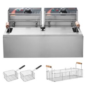 commercial deep fryer 3000w electric turkey fryer with 3 removable baskets large capacity 18qt 17l stainless steel countertop single oil fryer for kitchen restaurant use silver.jpg