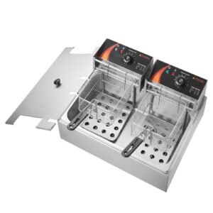 commercial deep fryer 3000w electric turkey fryer with 3 removable baskets large capacity 18qt 17l stainless steel countertop single oil fryer for kitchen restaurant use silver 4.jpg