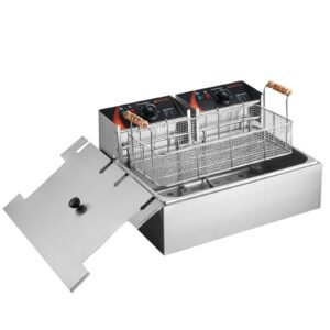 commercial deep fryer 3000w electric turkey fryer with 3 removable baskets large capacity 18qt 17l stainless steel countertop single oil fryer for kitchen restaurant use silver 5.jpg