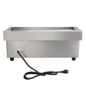 commercial electric griddle, 21 x 11.8 inch, 1750w, 122 570 fahrenheit adjustable temp control, stainless steel countertop flat top grill with 2 spatulas, 2 brushes and 4 foot pads