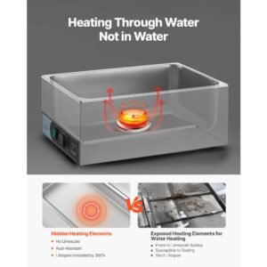 commercial food warmer 1200w electric stainless steel steam food warmer fast heating countertop buffet bain marie with two 12 size food pans for catering restaurants parties buffets 3.jpg