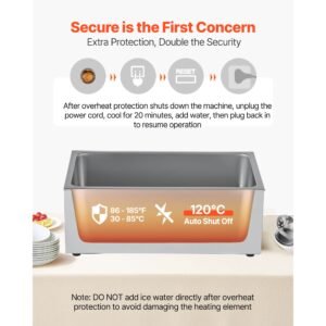 commercial food warmer 1200w electric stainless steel steam food warmer fast heating countertop buffet bain marie with two 12 size food pans for catering restaurants parties buffets 5.jpg