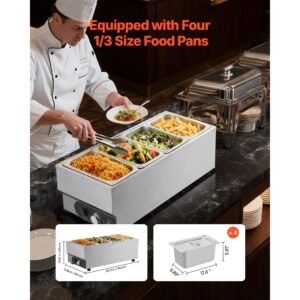 commercial food warmer 1500w electric stainless steel steam food warmer fast heating countertop buffet bain marie with four 13 size food pans for catering restaurants parties buffets 2.jpg