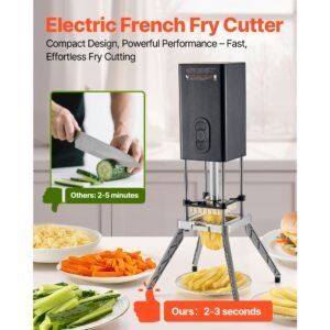 commercial french fry cutter stainless steel vegetable fruit chopper with 2 replacement blades 12 inch 38 inch electric potato slicer dicer for restaurants home kitchen 1.jpg