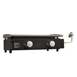 Commercial Griddle, 22.4" Heavy Duty Manual Flat Top Griddle, Countertop Gas Grill with Non-Stick Cooking Plate, Steel Natural Gas Griddle, H-Shaped Burner Restaurant Portable Grill, 13,000 BTU