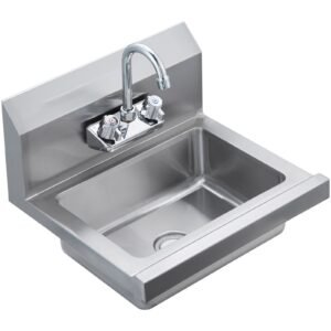 Commercial Hand Sink with Faucet, Stainless Steel Sink for Washing, Small Hand Washing Sink, Wall Mount Hand Basin, Utility Sink for Restaurant, Kitchen, Bar, Garage and Home, 17 x 12.8 inch