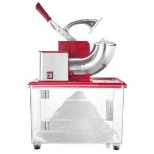 Commercial Ice Crusher 661LBS/H, 350W Electric Snow Cone Machine with 4 Blades, 2000RPM Stainless Steel Shaved Ice Machine with 11 Gal Crushed-Ice Box, for Family Restaurants Bars, Red