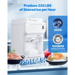 commercial ice shaver crusher 220lbs per hour electric snow cone maker with 4l ice cube box 350w 1500rpm tabletop shaved ice machine for parties events bar home and commercial use white 1.jpg