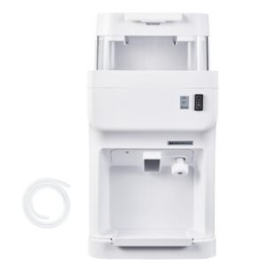 Commercial Ice Shaver Crusher, 220lbs Per Hour Electric Snow Cone Maker with 8L Ice Cube Box, 350W 1500RPM Tabletop Shaved Ice Machine for Parties Events Bar, Home and Commercial Use (White)