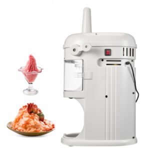 Commercial Ice Shaver Crusher, 220lbs/hr Electric Fluffy Ice & Snow Cone Machine, 250W 1500RPM Tabletop Fluffy Shaved-Ice Machine for Parties Events Snack Bar, Home and Commercial Use (White)