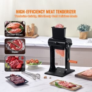 commercial meat tenderizer heavy duty stainless steel meat tenderizer machine quick and easy manual operation kitchen tool 58 feed port for beef turkey chicken pork steak and fish 1.jpg