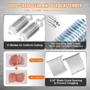 commercial meat tenderizer heavy duty stainless steel meat tenderizer machine quick and easy manual operation kitchen tool 58 feed port for beef turkey chicken pork steak and fish 2.jpg