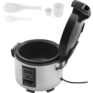 Commercial Rice Cooker, 70-Cup Rice Cooker, 15.85 Qt / 15 Liter Large Rice Cooker and Warmer with Nonstick Inner Pot, Fast Cooking and 12-Hour Keep Warm, with Rice Cup and Paddle, for Restaurant