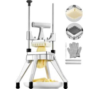 Commercial Vegetable Fruit Chopper 3/8″ Blade Heavy Duty Professional Food Dicer Kattex French Fry Cutter Onion Slicer Stainless Steel for Tomato Peppers Potato Mushroom, Sliver