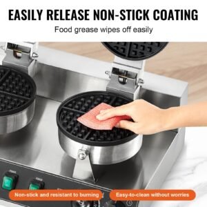commercial waffle maker dual head round waffle baker machine 2460w non stick stainless steel belgian waffle iron with temp and time control handle for restaurant bakery snack bar family 3.jpg