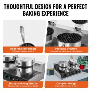 commercial waffle maker dual head round waffle baker machine 2460w non stick stainless steel belgian waffle iron with temp and time control handle for restaurant bakery snack bar family 4.jpg