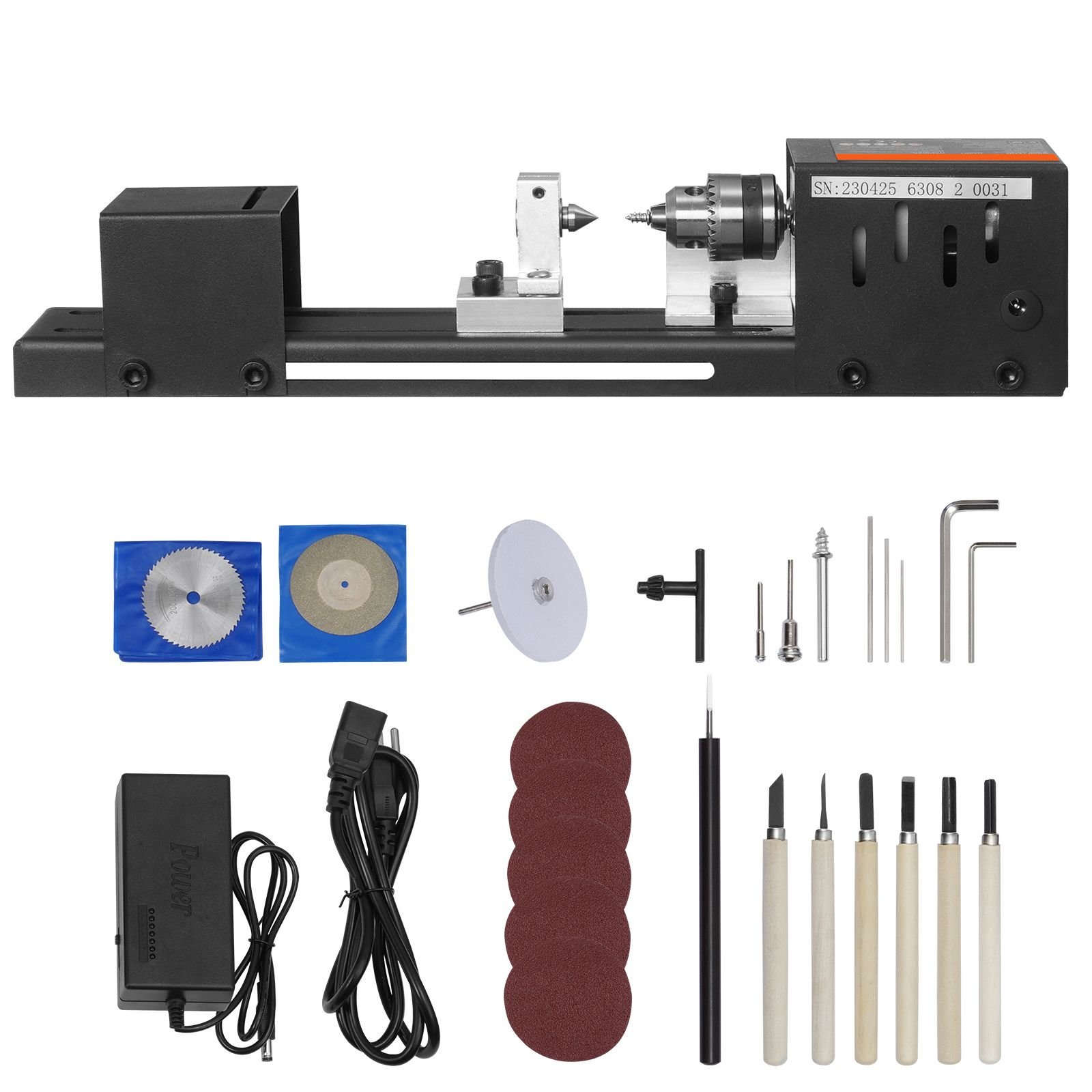 compact lathe machine dimensions 276 x 63 inches 24vdc 96w includes milling machine accessories features 7 adjustable speeds ranging from 4220 to 8450 rpm ideal for diy woodworking and.jpg