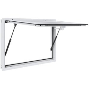 Concession Window 36"x24", Aluminum Alloy Food Truck Service Window with Awning Door & Drag Hook, Up to 85 Degrees Stand Serving Window for Food Trucks Concession Trailers, Glass Not Included