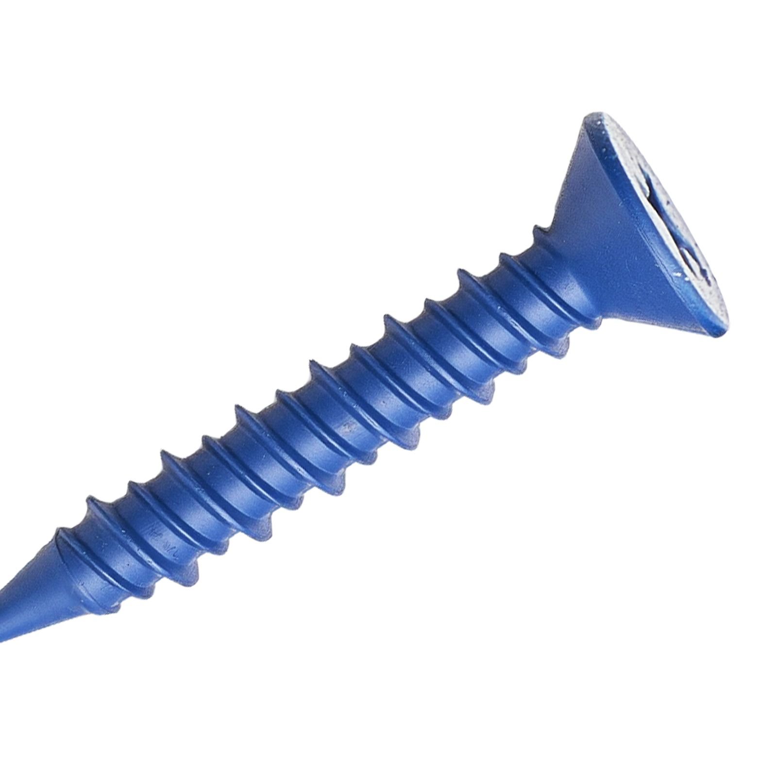 concrete screws, 3/16 inch, 100 pcs 5 different lengths, phillips head, masonry screws with drill bits, carbon steel with blue coating, for anchoring to concrete, masonry, block, brick and wood