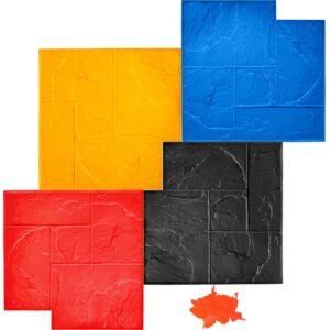 Concrete Texturing Skin, 24"x24" Concrete Stamps Mats Set, Polyurethane Concrete Stamping Mats, Slate Concrete Stamps, 4 PCS Realistic Concrete Texture Mat, Concrete Stamps for Walls/Floors