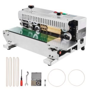 Continuous Bag Band Sealing Machine, 0.24-0.47 in/6-12 mm Seal Width, Horizontal Band Sealer Machine with Digital Temperature Control, Stainless Steel Bag Sealer for 0.02-0.8 mm Plastic Bag Film