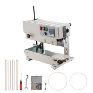 Continuous Bag Band Sealing Machine, 0.24-0.47 in/6-12 mm Seal Width, Vertical Band Sealer Machine with Digital Temperature Control, Carbon Steel Bag Sealer for 0.02-0.8 mm Plastic Bags Films