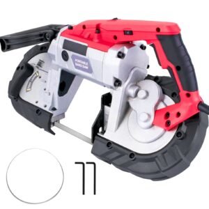 Cordless Band Saw, 5-Inch Cut Capacity, Variable Speed, Handheld, 10A Motor, for Metal, Wood, Tubing, Pipes, Rebar, Plastic